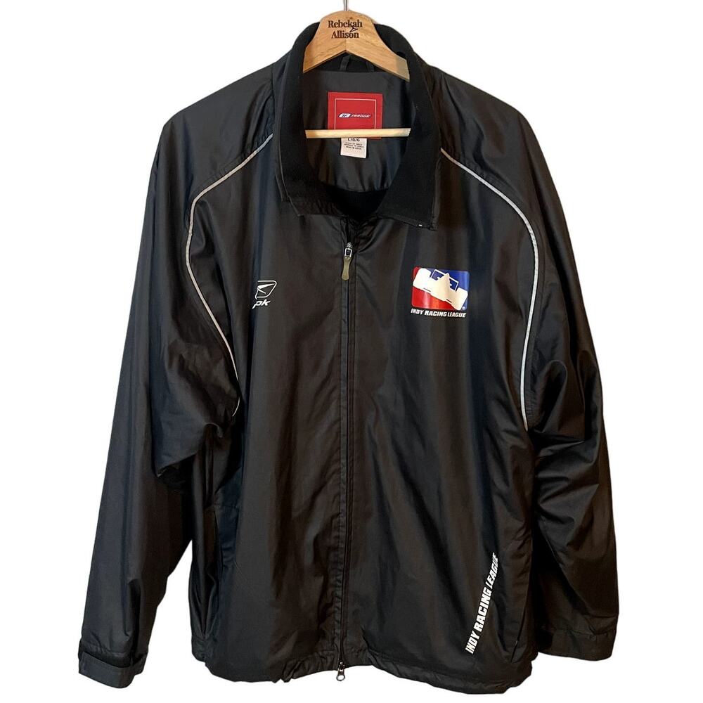 Reebok Indy Racing League Light Windbreaker Jacket in Black Size Large